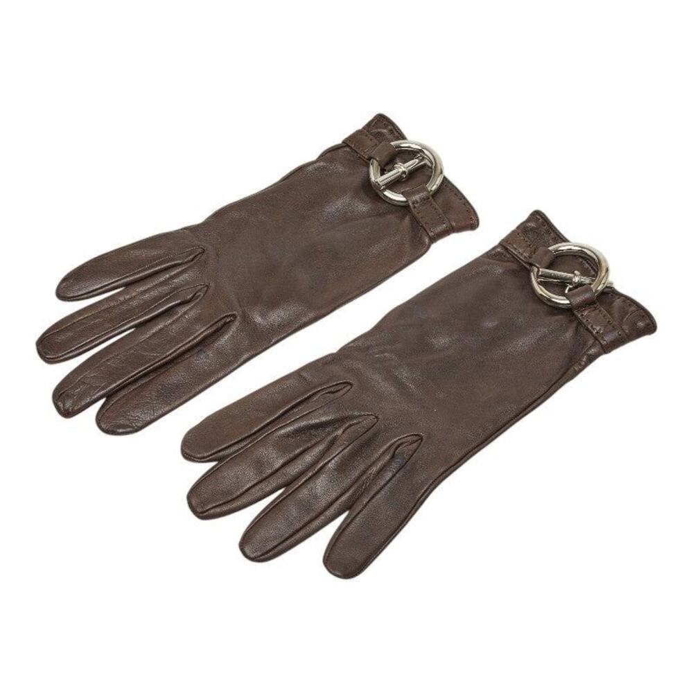 Hermes Leather Chaine dAncre Glove Brown